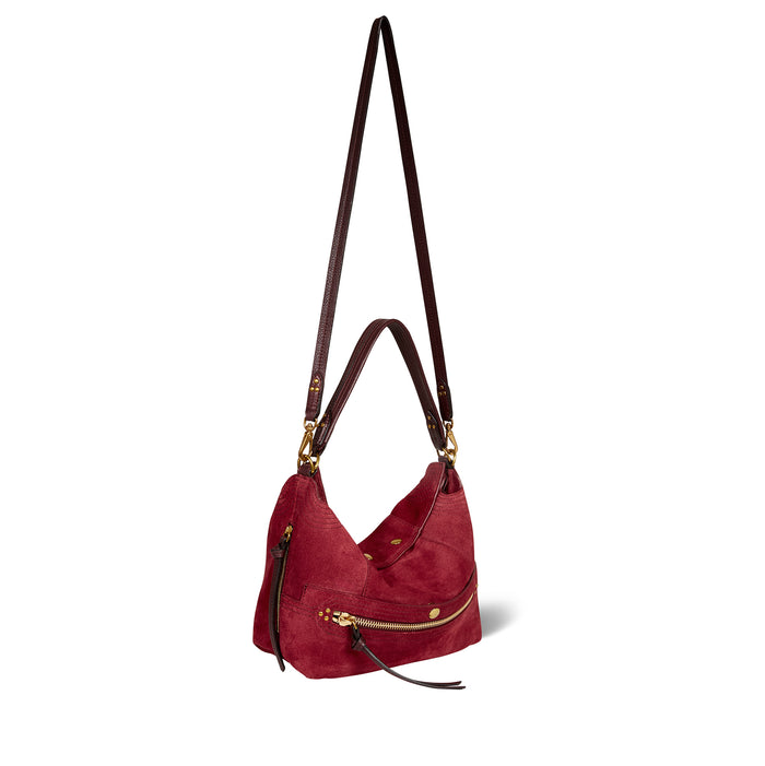 Jerome Dreyfuss Sac Lucky Hobo Croûte Velours Burgundy