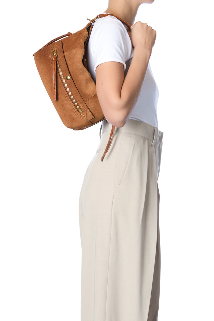 Jerome Dreyfuss Sac Lucky Hobo Croûte Velours Caramel