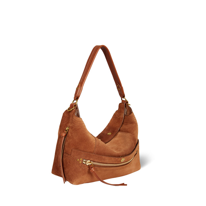 Jerome Dreyfuss Sac Lucky Hobo Croûte Velours Caramel