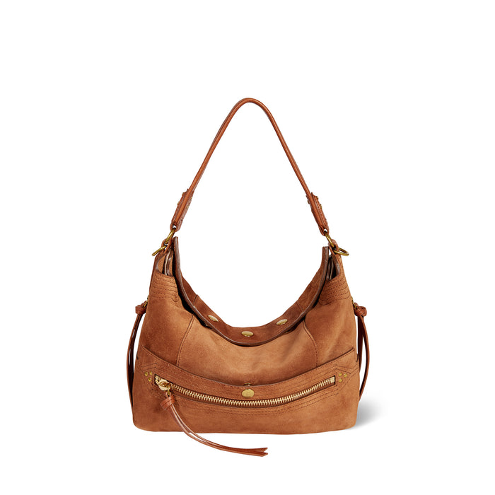 jerome dreyfuss Sac Lucky Hobo Croûte Velours Caramel