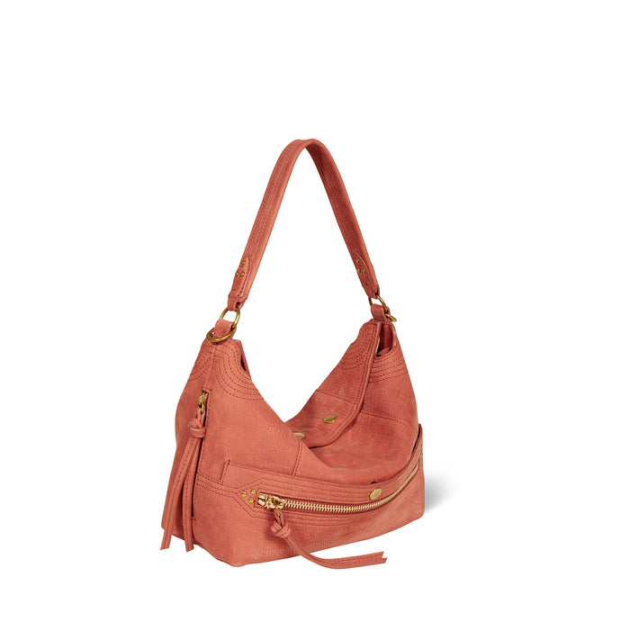 Jerome Dreyfuss Sac Lucky Hobo Taurillon Imprimé Croco Terracotta