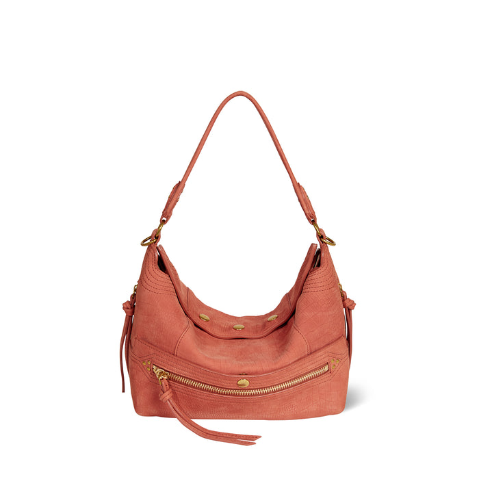 jerome dreyfuss Sac Lucky Hobo Taurillon Imprimé Croco Terracotta