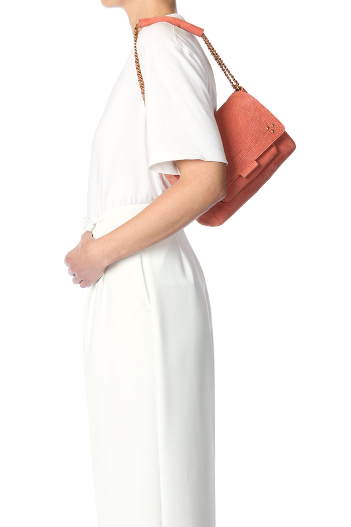 Jerome Dreyfuss Sac Lulu M Taurillon Imprimé Croco Terracotta