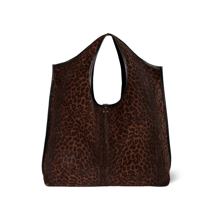 jerome dreyfuss Sac Paco Croûte Velours Imprimé Léopard Naturel