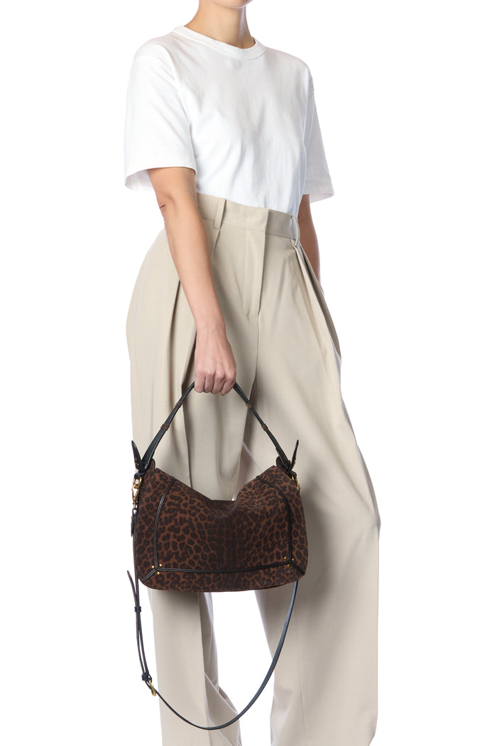 Jerome Dreyfuss Sac Pepito L Croûte Velours Imprimé Léopard Naturel