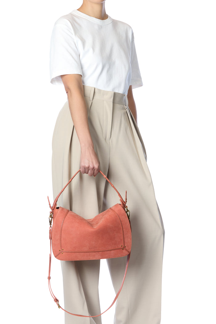 Jerome Dreyfuss Sac Pepito L Taurillon Imprimé Croco Terracotta