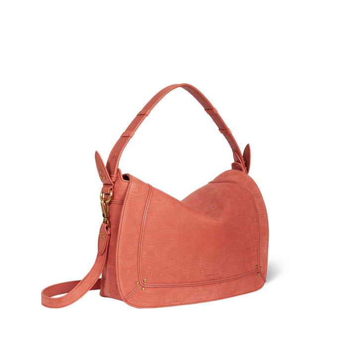 Jerome Dreyfuss Sac Pepito L Taurillon Imprimé Croco Terracotta