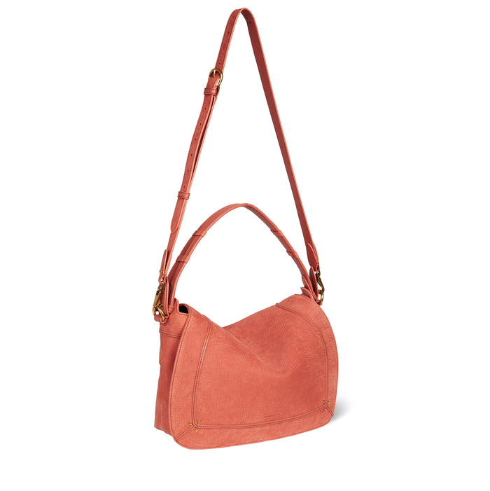 Jerome Dreyfuss Sac Pepito L Taurillon Imprimé Croco Terracotta