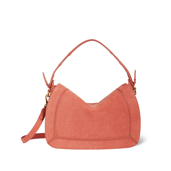 jerome dreyfuss Sac Pepito L Taurillon Imprimé Croco Terracotta
