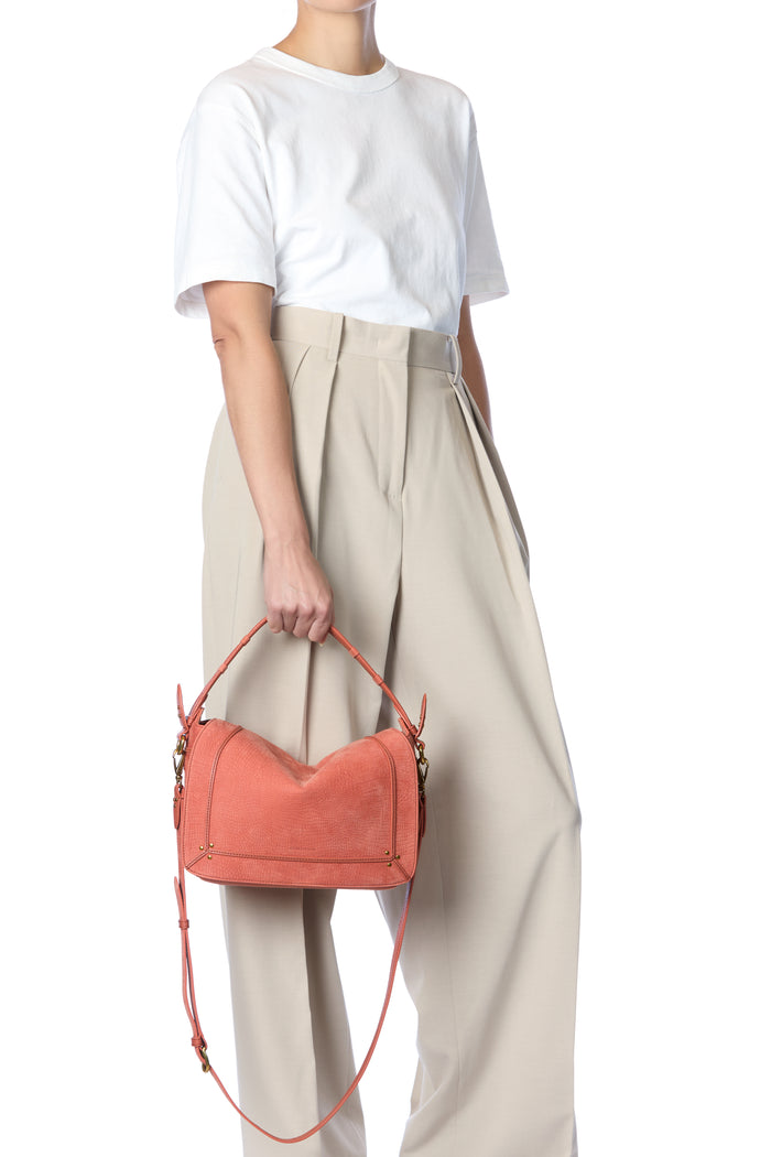 Jerome Dreyfuss Sac Pepito M Taurillon Imprimé Croco Terracotta