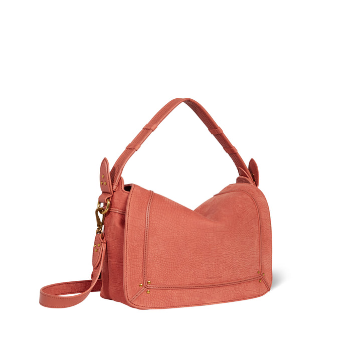 Jerome Dreyfuss Sac Pepito M Taurillon Imprimé Croco Terracotta