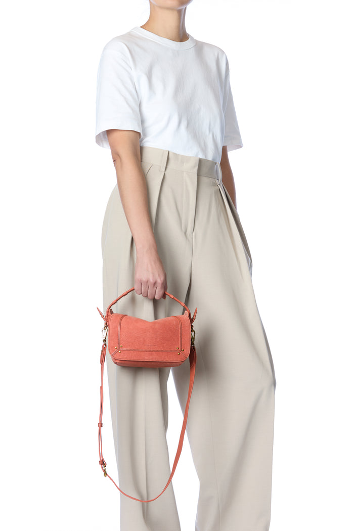 Jerome Dreyfuss Sac Pepito S Taurillon Imprimé Croco Terracotta