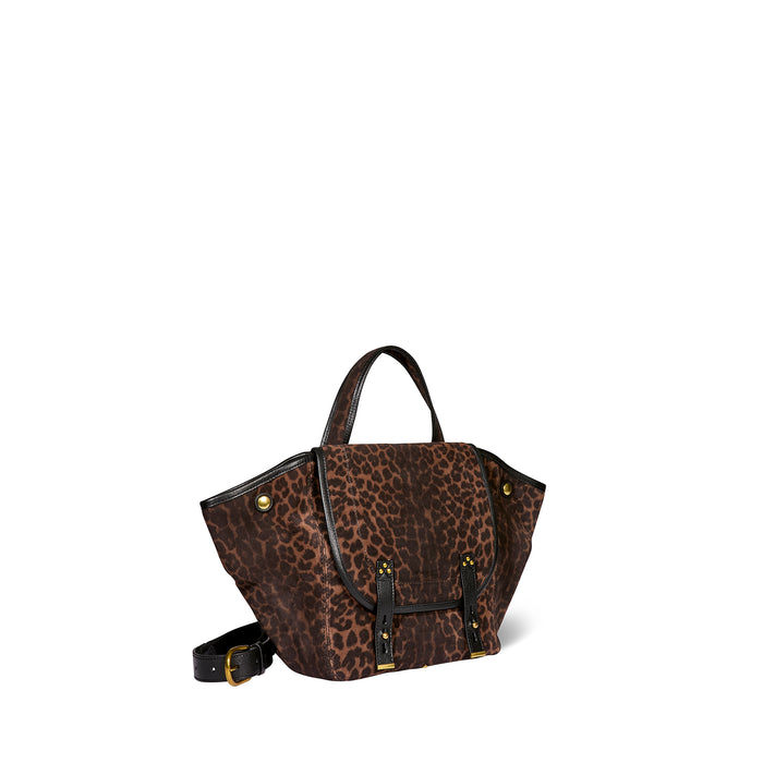 Jerome Dreyfuss Sac Stan Panier M Croûte Velours Imprimé Léopard Naturel