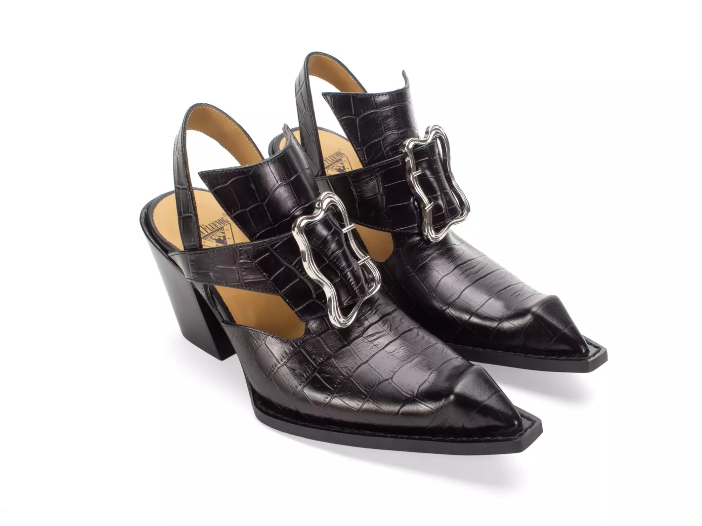 John Fluevog Art Deco Pretzel Talon à Bride Arrière Avec Bout Pointu