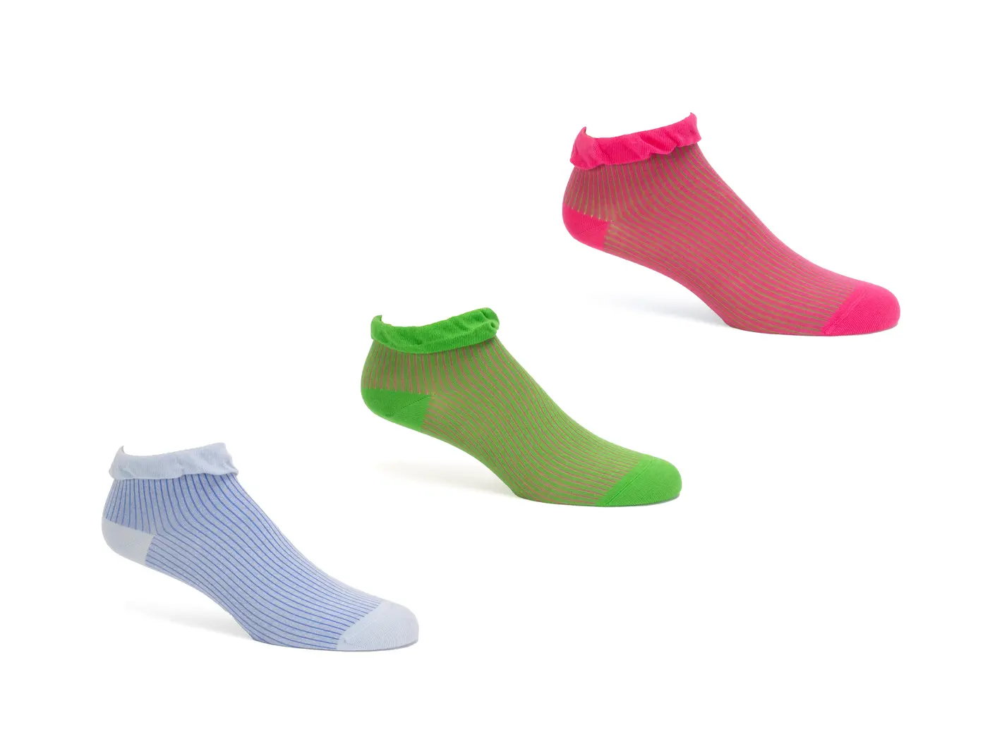 john fluevog Callie Vog Socks (paquet de 3) Paquet de 3 chaussettes à la cheville avec volants