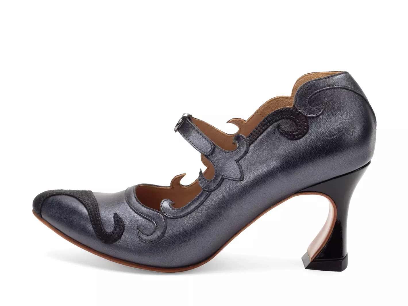 john fluevog Emmeline Talon Charles IX avec appliqué