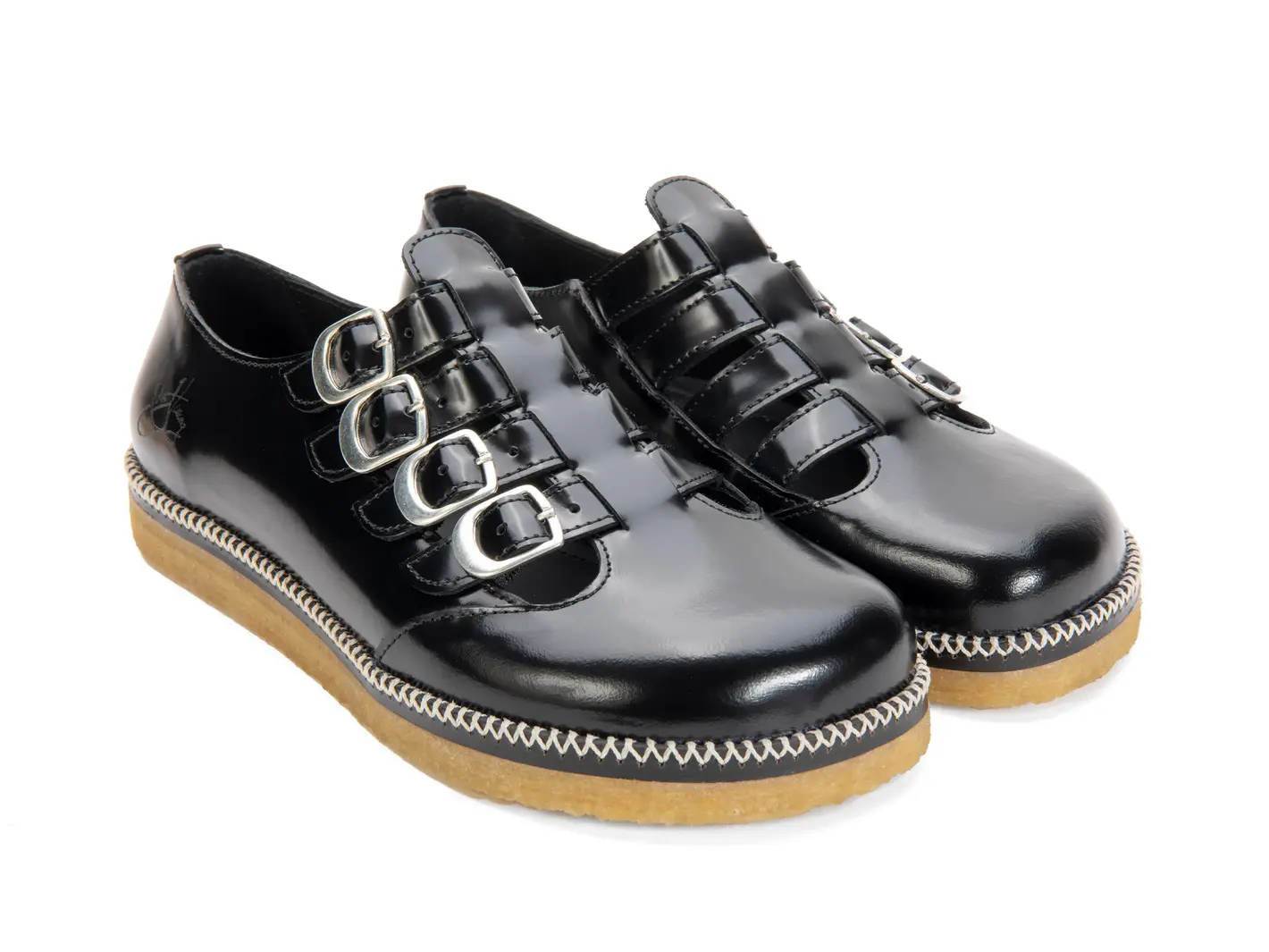 John Fluevog Hula Hoop Multi-Strap Crepe Sole Shoes