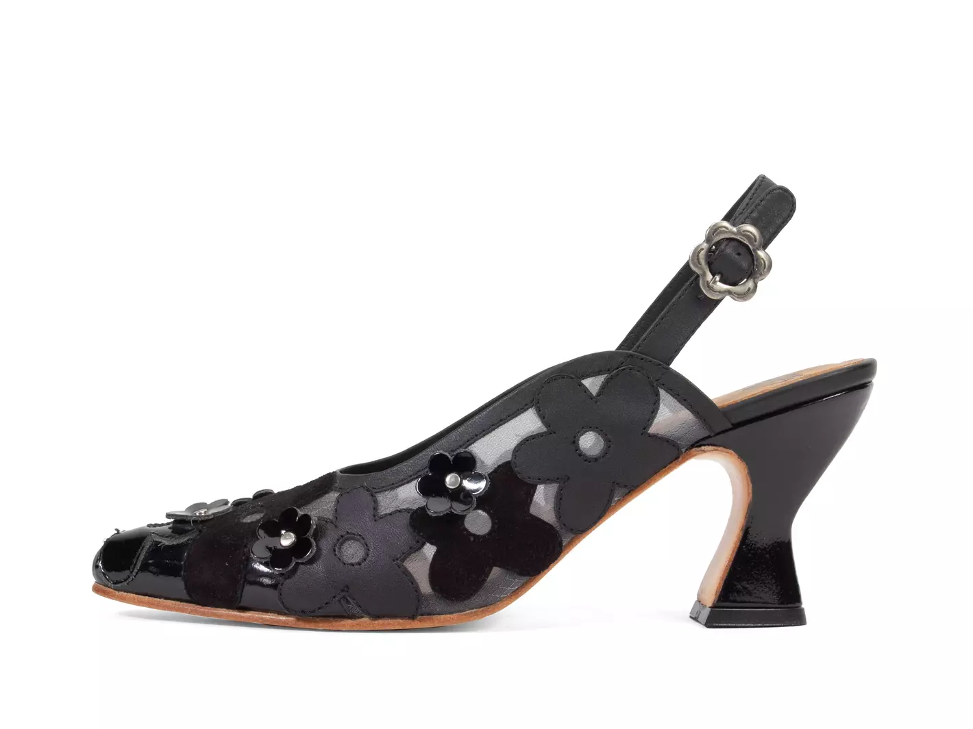 john fluevog Kiernan Talon en filet à bride arrière avec appliqué