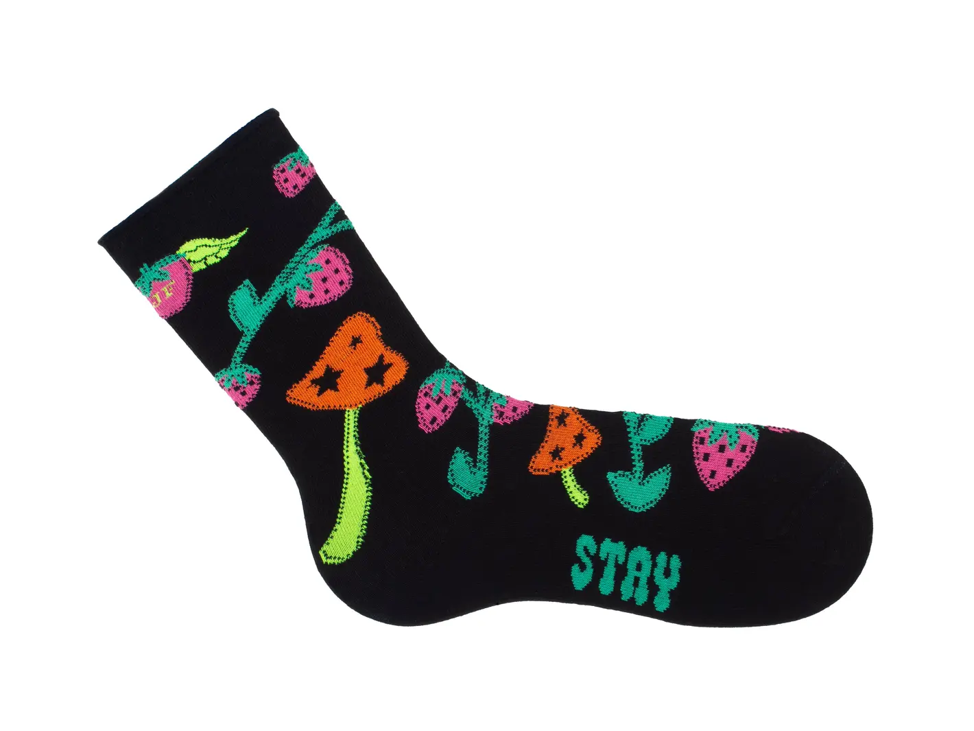 John Fluevog Neko Vog Socks Chaussette à Motif De Fraises Et Champignons