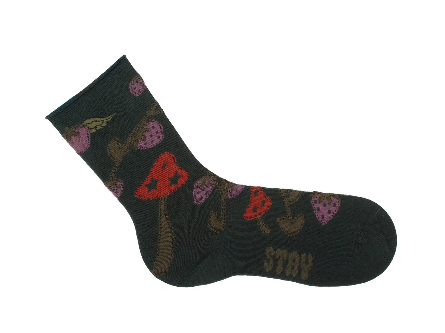 John Fluevog Neko Vog Socks Chaussette à Motif De Fraises Et Champignons