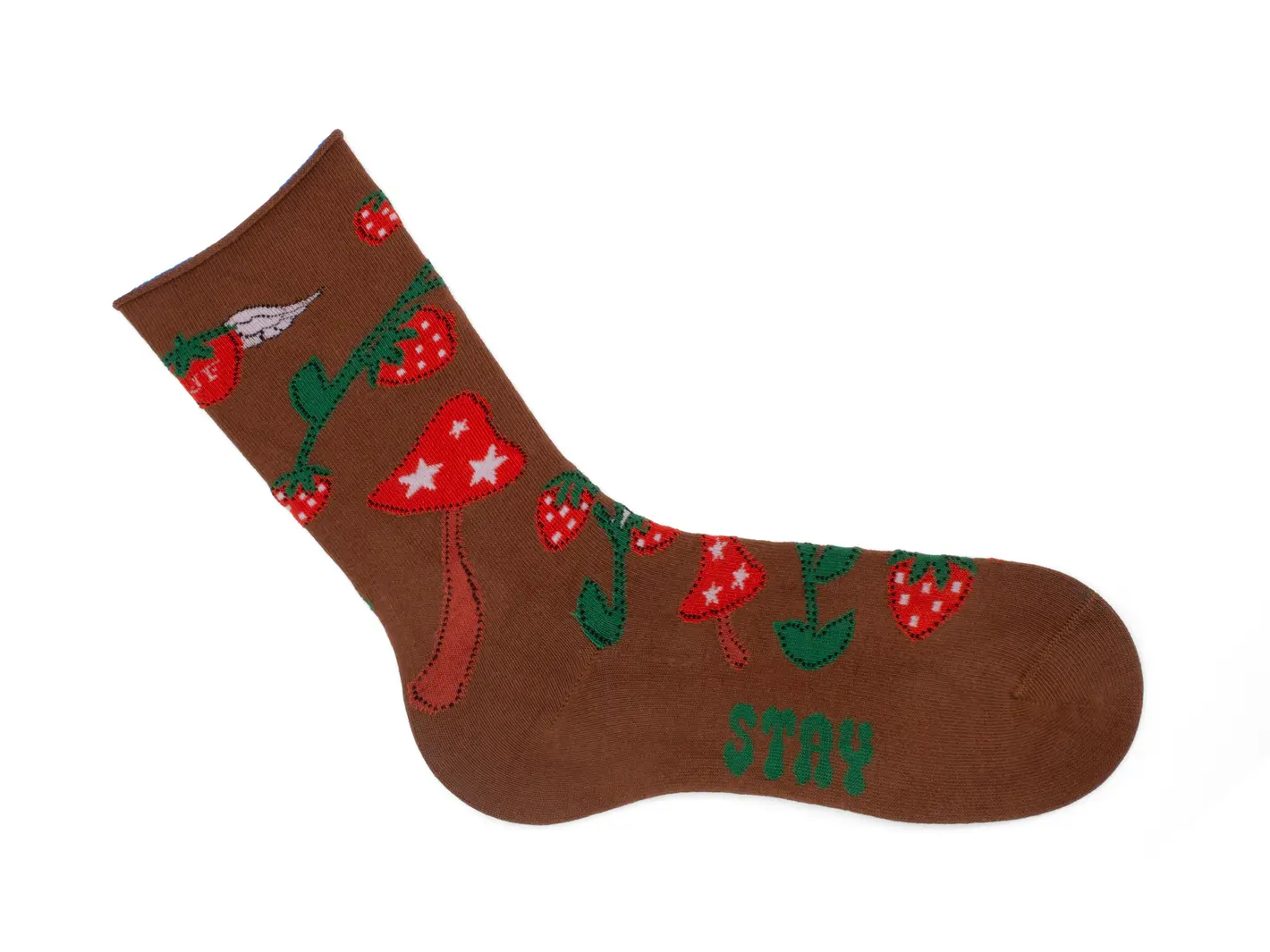 John Fluevog Neko Vog Socks Chaussette à Motif De Fraises Et Champignons