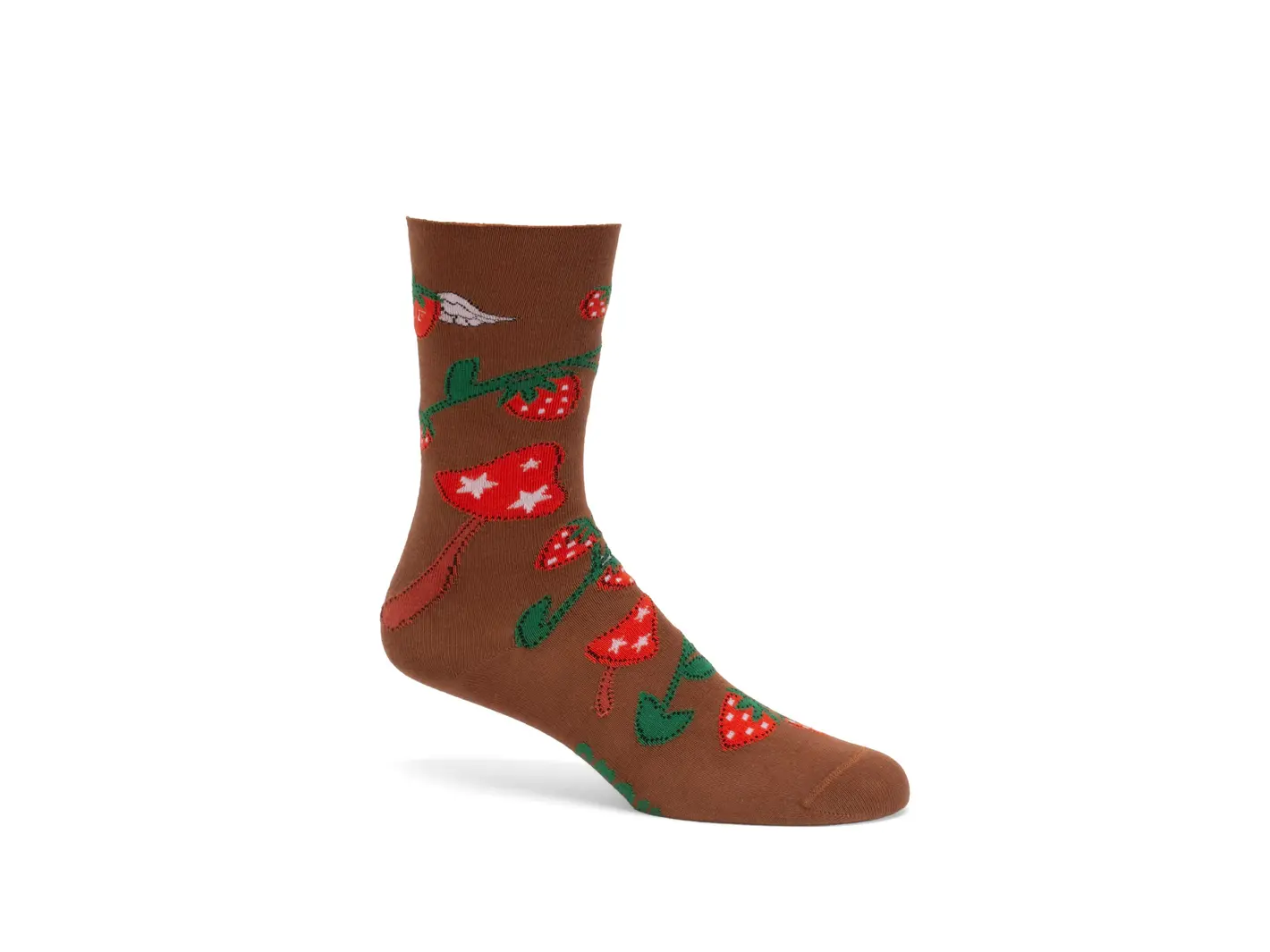 john fluevog Neko Vog Socks Chaussette à motif de fraises et champignons