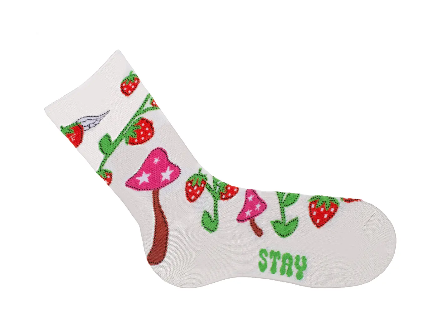 John Fluevog Neko Vog Socks Chaussette à Motif De Fraises Et Champignons