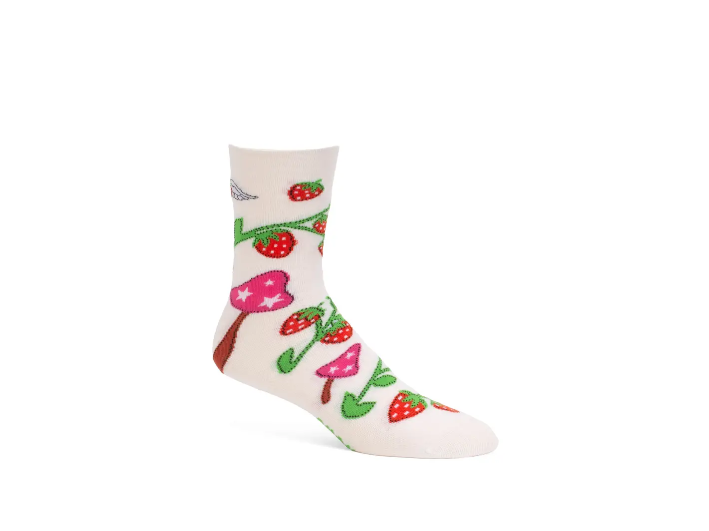 john fluevog Neko Vog Socks Chaussette à motif de fraises et champignons