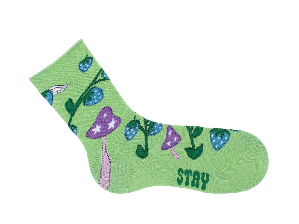 John Fluevog Neko Vog Socks Chaussette à Motif De Fraises Et Champignons