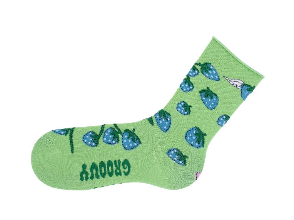 John Fluevog Neko Vog Socks Chaussette à Motif De Fraises Et Champignons
