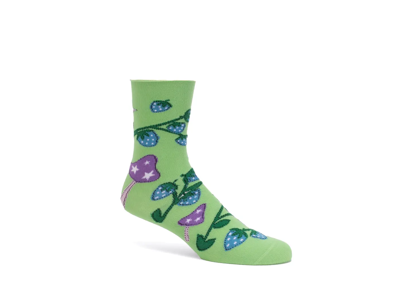 john fluevog Neko Vog Socks Chaussette à motif de fraises et champignons