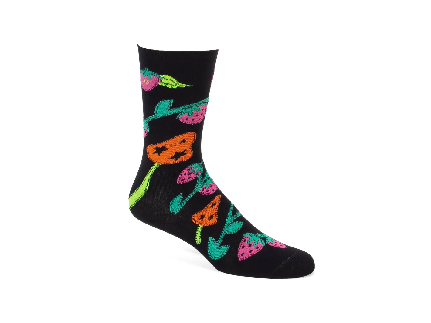 john fluevog Neko Vog Socks Chaussette à motif de fraises et champignons