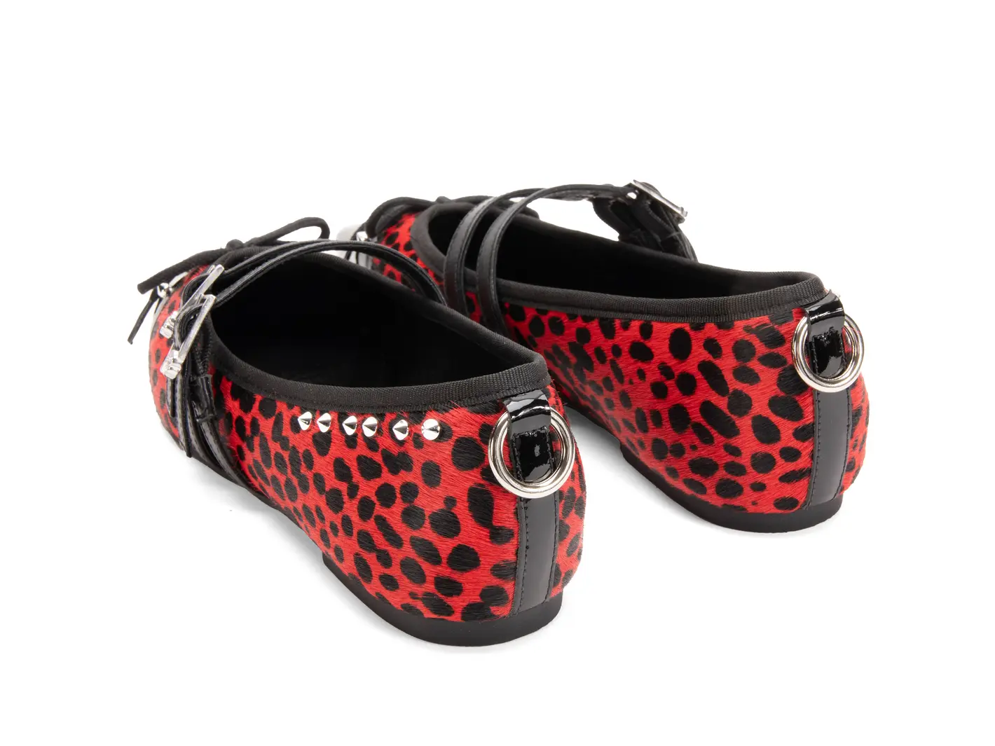 John Fluevog Pina Double-Strap Flats With Metal Studs