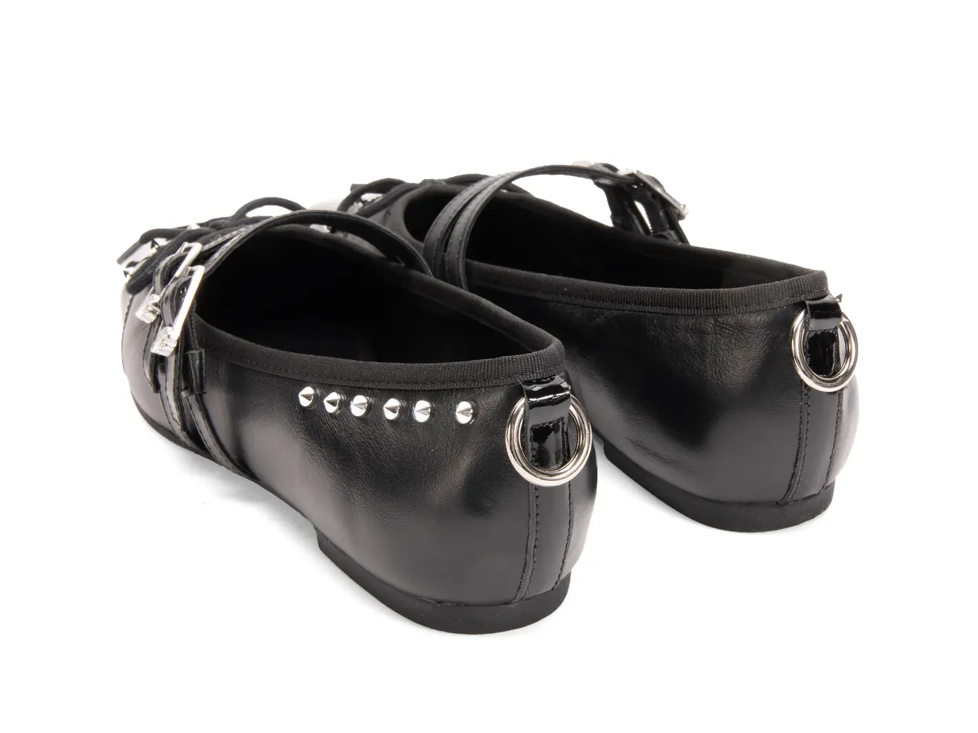 John Fluevog Pina Double-Strap Flats With Metal Studs