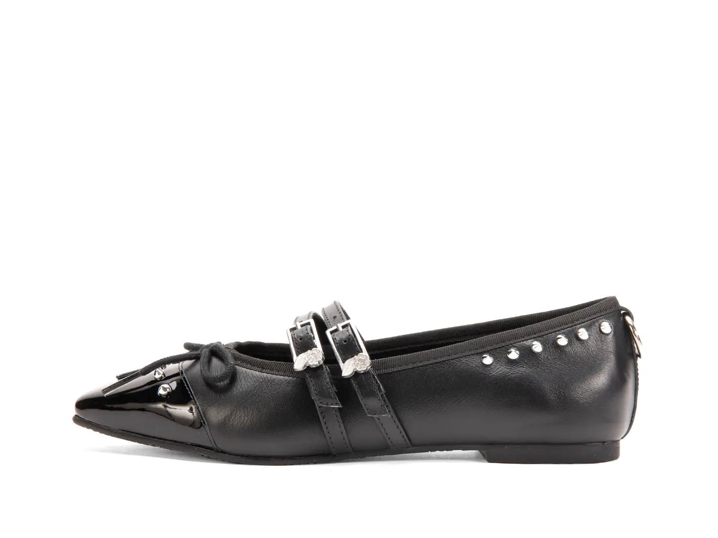 john fluevog Pina Double-Strap Flats with Metal Studs