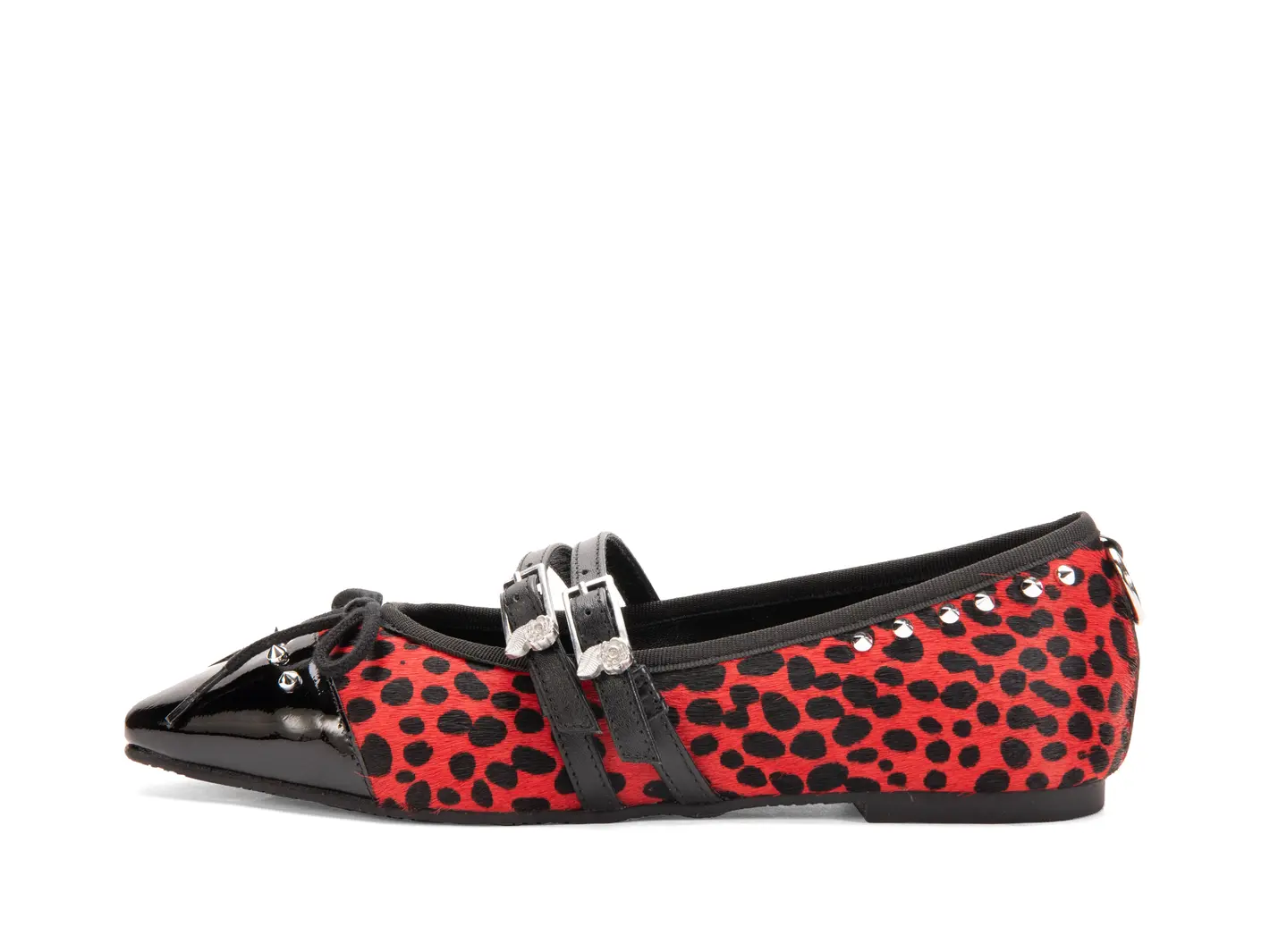 john fluevog Pina Double-Strap Flats with Metal Studs