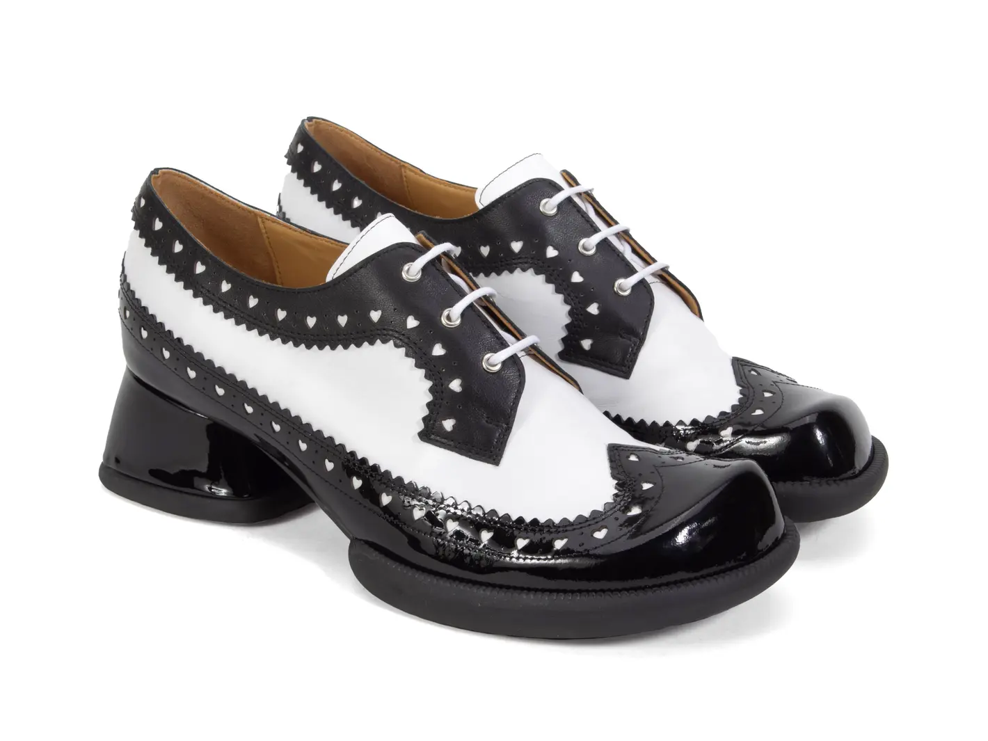 John Fluevog Rosamund Lace-Up Heels With Brogue Hearts