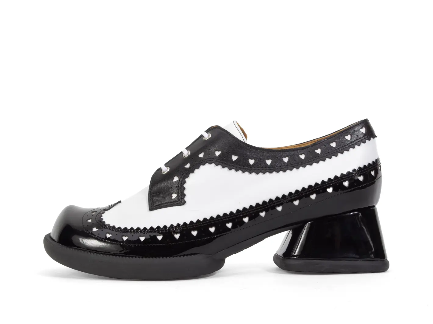 john fluevog Rosamund Lace-Up Heels with Brogue Hearts