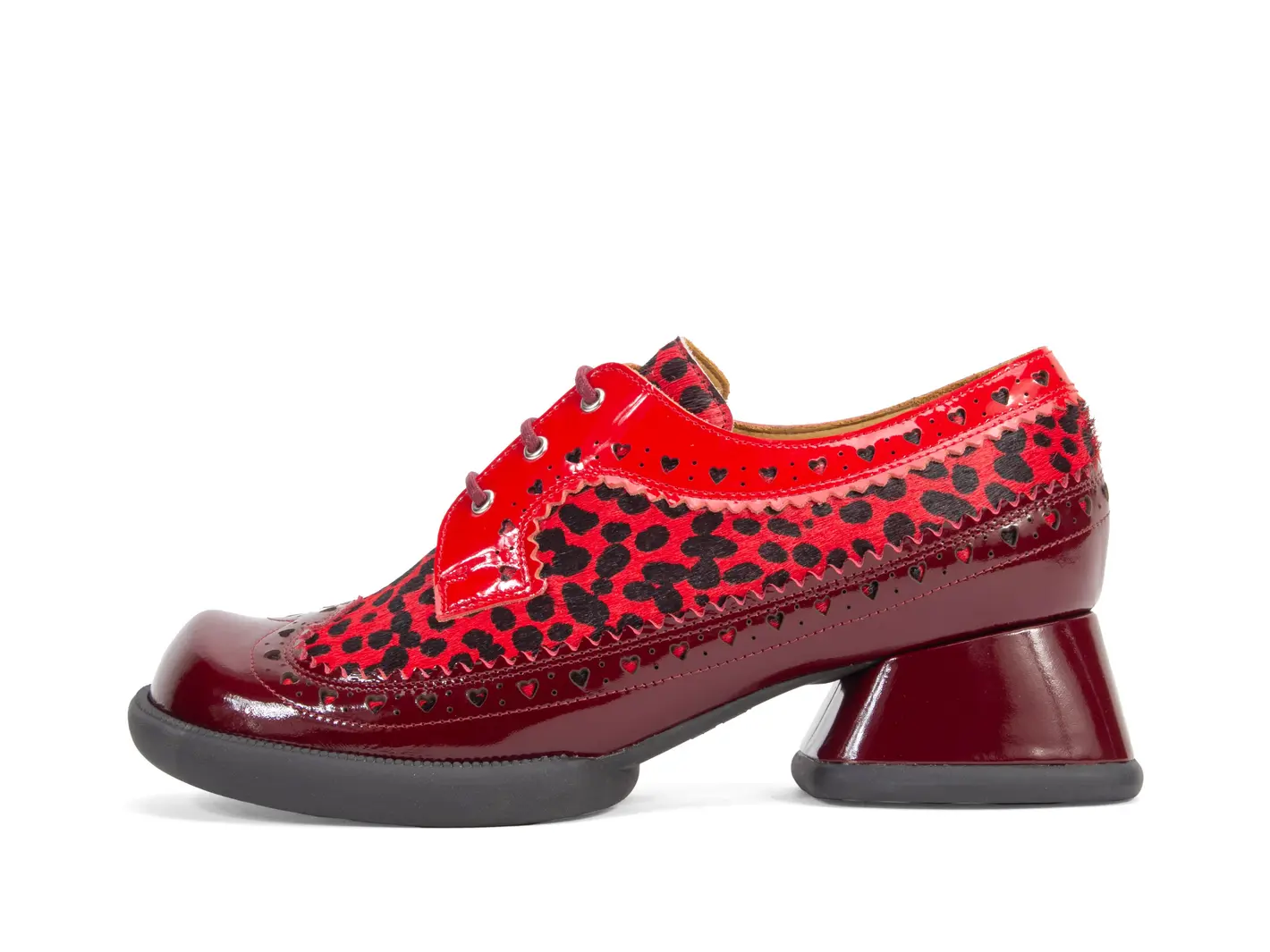 john fluevog Rosamund Lace-Up Heels with Brogue Hearts