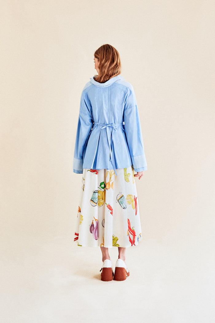 Jour Né Chemise Bi-matière à Plis Baby Blue