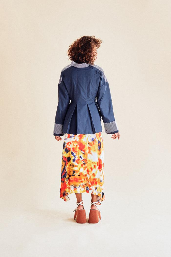 jour né Chemise bi-matière à plis navy