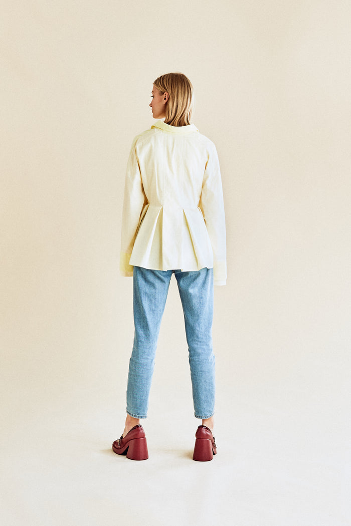 Jour Né Chemise Bi-matière Jaune à Plis Jaune