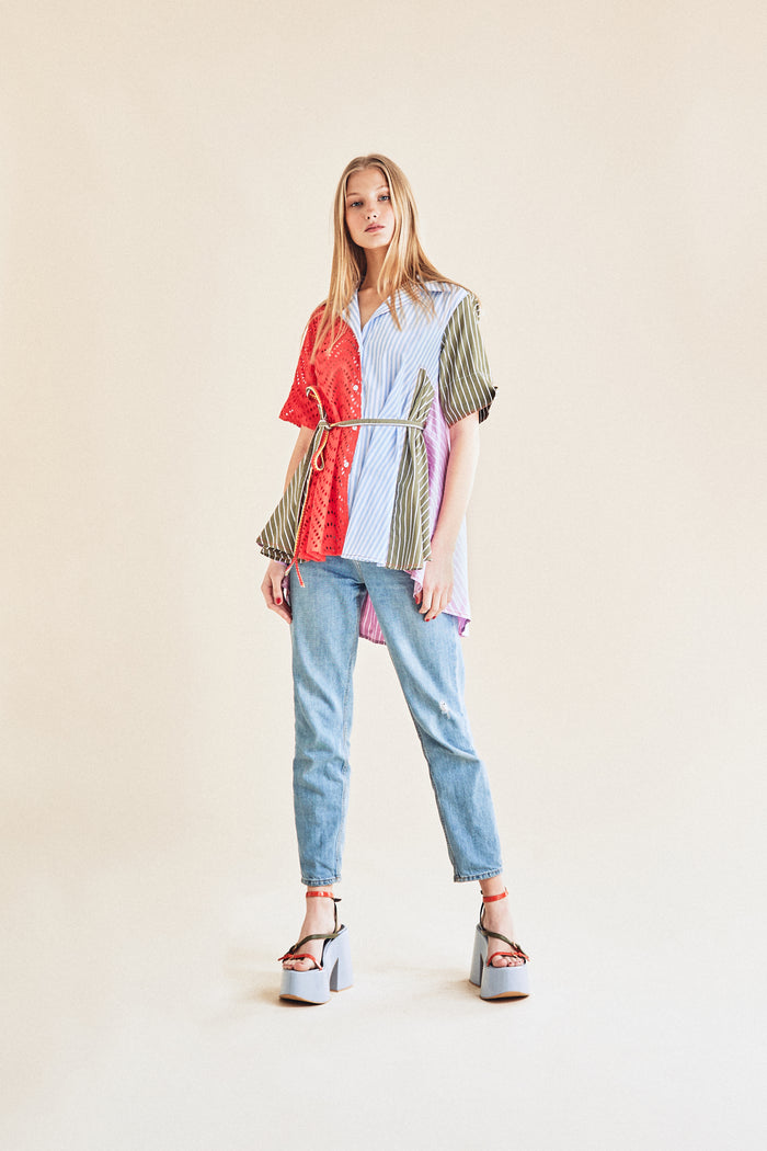 Jour Né Chemise Patchwork Large Volume