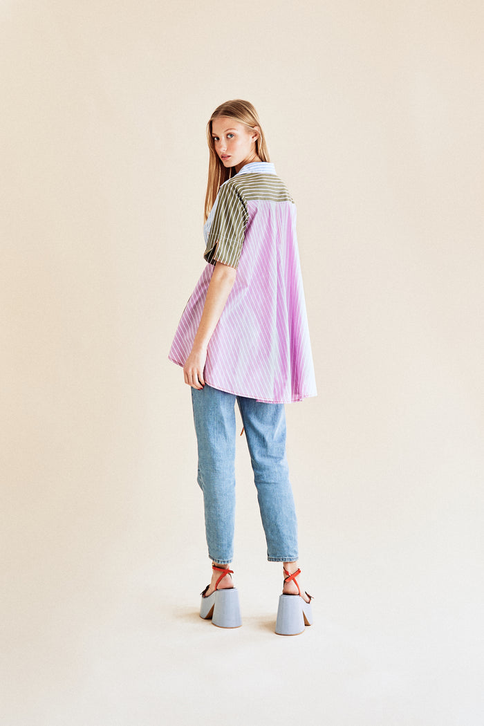 Jour Né Chemise Patchwork Large Volume