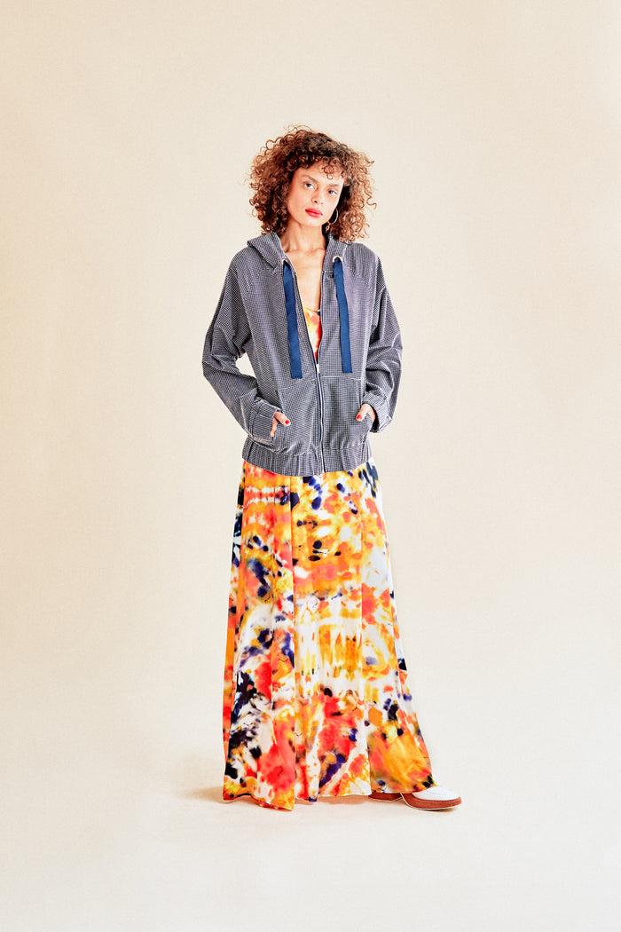 Jour Né Gilet à Capuche En Seersucker Bleu Marine