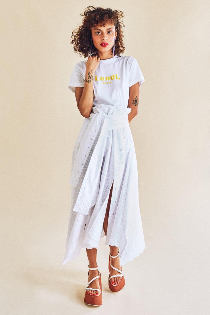 jour né Jupe déconstruite en broderie anglaise