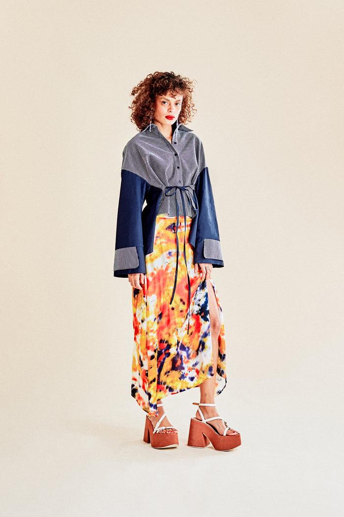 Jour Né Jupe En Soie Tie & Dye