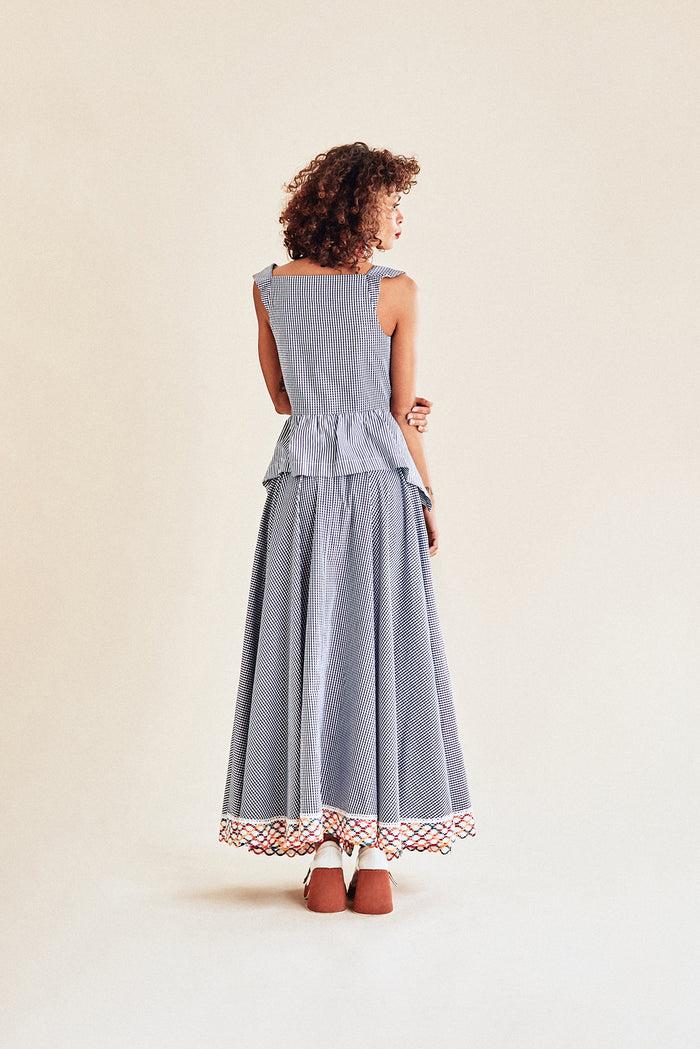 Jour Né Jupe Soleil Vichy Navy