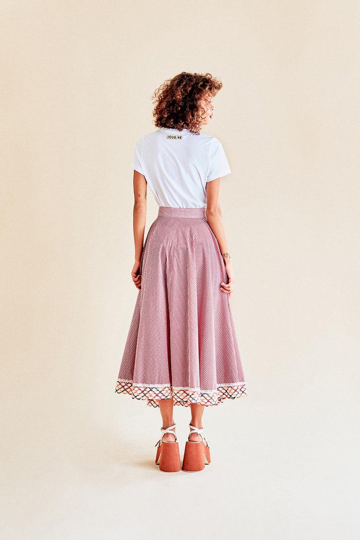 Jour Né Jupe Soleil Vichy Rouge