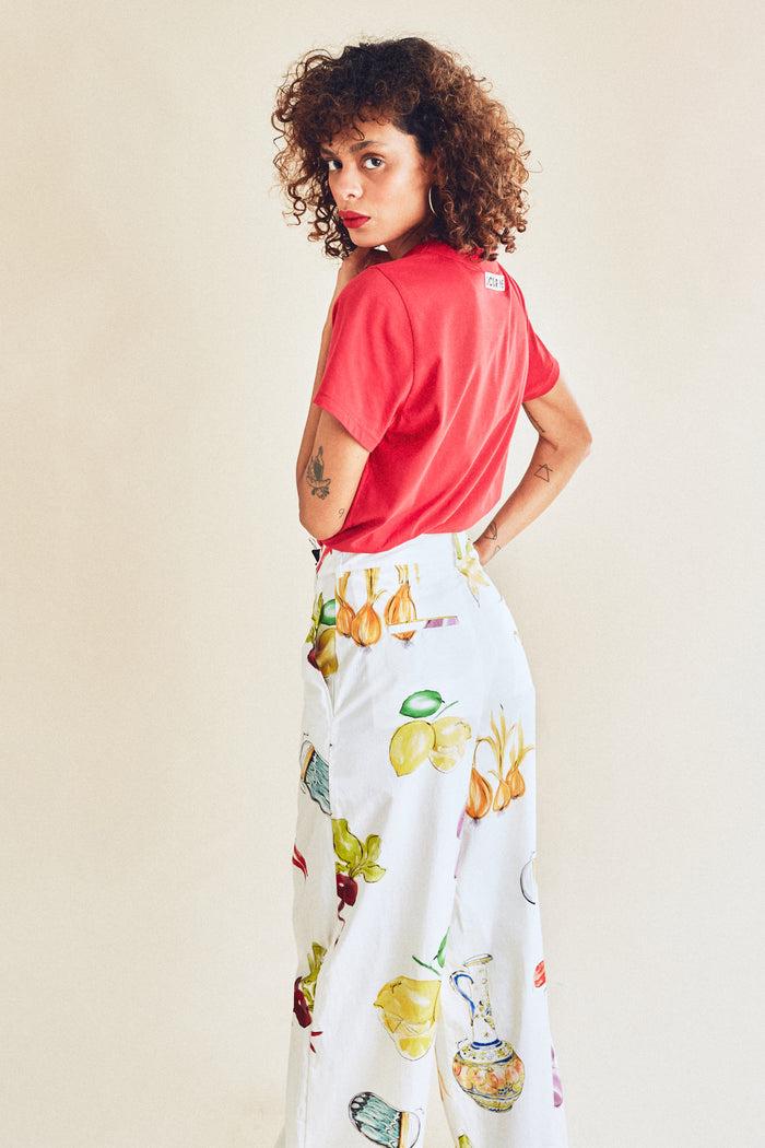 Jour Né Pantalon Imprimé Méditerranéen Ivoire